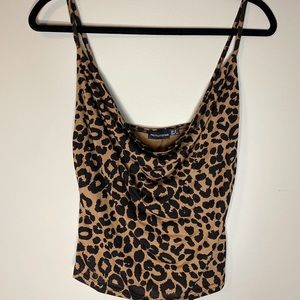 Leopard Printed Cowl Neck Cami